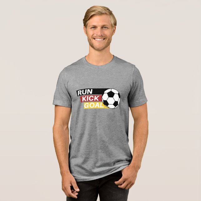 Football Run Kick & Goal T-Shirt Tri-Blend Shirt (Vorderseite voll)