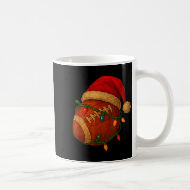 Football Santa Christmas Lights Xmas Men Boys Kids Kaffeetasse (Rechts)