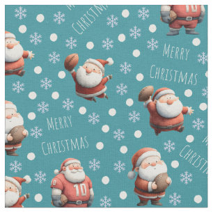 Football Santa on Green Blue Stoff