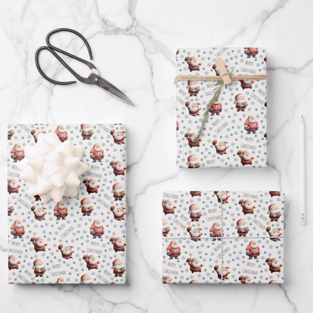 Football Santa on Ivory Geschenkpapier Set (Vorderseite)