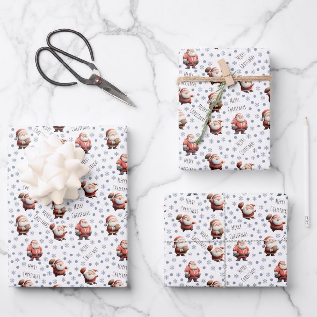 Football Santa on White Geschenkpapier Set (Vorderseite)