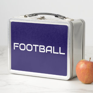 FOOTBALL schwach weißer Text auf fett blauem Navy Metall Brotdose