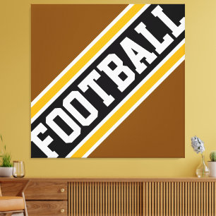 FOOTBALL Schwarz Braun Orange Sportliche Streifen Leinwanddruck