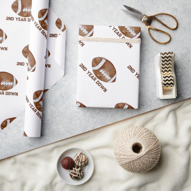 Football second year down boy birthday  geschenkpapier (Kunsthandwerk)