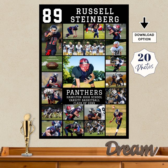 Football Senior Night 20 Photo Collage Graduation Poster (Von Creator hochgeladen)