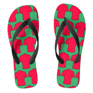 Football Shirts Design in Red Flip Flops