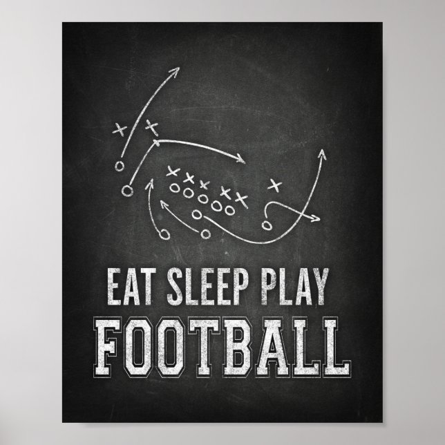 FOOTBALL Sign Chalk Print EAT SLEEP PLAY Poster (Vorne)