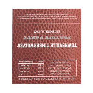 Football Silver Gastgeschenk Chocolate Wrappers Notizblock