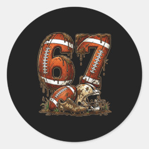Football Six Seven Drip 67 Meme Lustig 6-7 Footbal Runder Aufkleber
