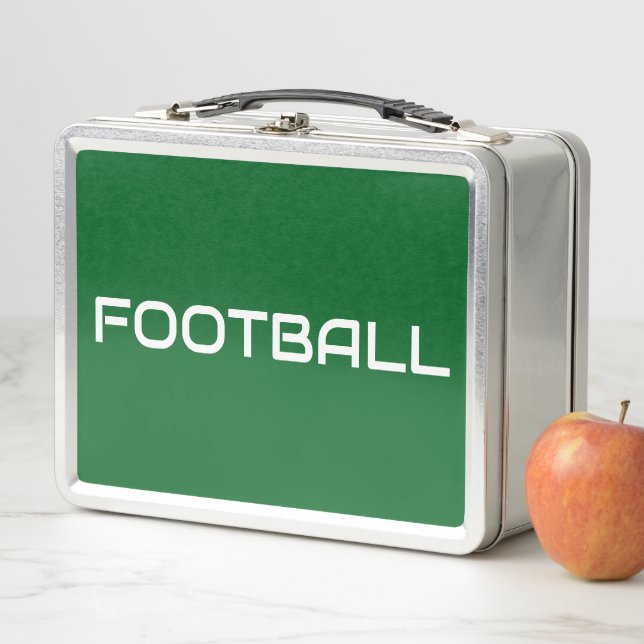 FOOTBALL Sleek White Text on Bold Athletic Green Metall Brotdose (Beispiel)