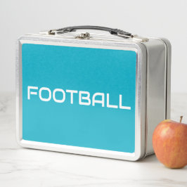 FOOTBALL Sleek White Text on Bold Azure Blue Metall Brotdose