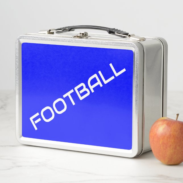 FOOTBALL Sleek White Text Royal Blue Hintergrund Metall Brotdose (Beispiel)