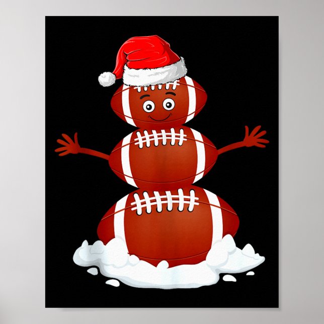 Football Snowman Xmas Holiday Srts Player Funny Ch Poster (Vorne)