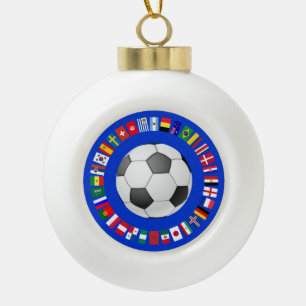 FOOTBALL SOCCER 2018 TEAM FLAGS SYMBOL CIRCLE KERAMIK Kugel-Ornament