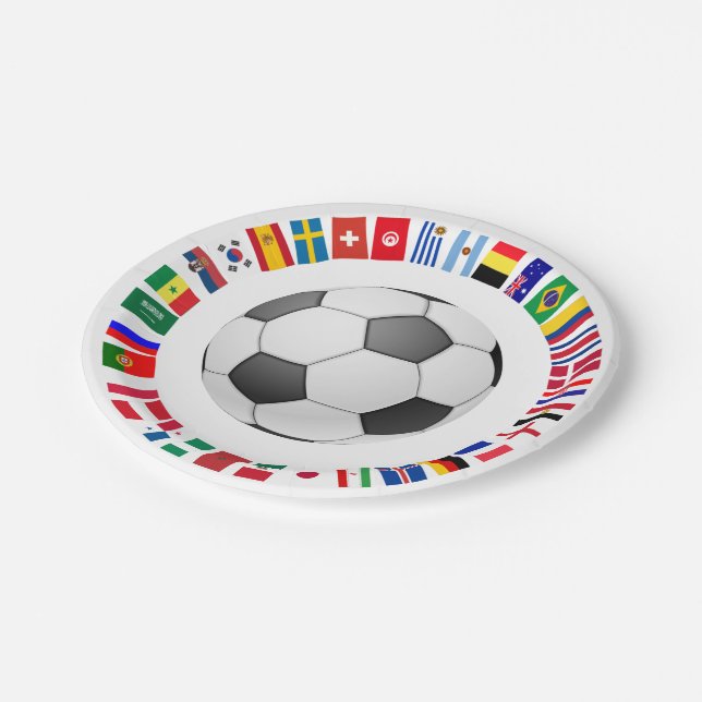 FOOTBALL SOCCER 2018 TEAM FLAGS SYMBOL CIRCLE PAPPTELLER (Schrägansicht)