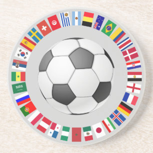 FOOTBALL SOCCER 2018 TEAM FLAGS SYMBOL CIRCLE UNTERSETZER