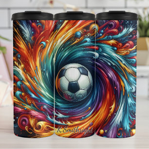 Football Soccer Abstrakt Swirl Color Explosion Thermosbecher