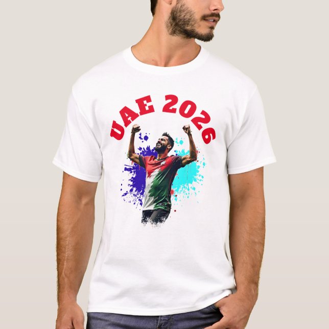 Football Soccer Goal Celebration UAE Flag 2026 T-Shirt (Vorderseite)