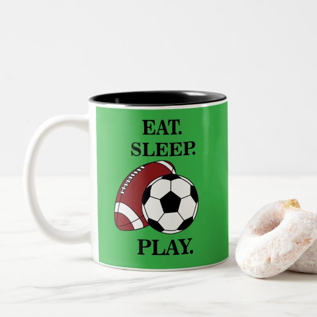Football Soccer Player Coach  Zweifarbige Tasse (Mit Donut)