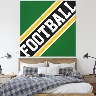 FOOTBALL-Spaß Waldgrün Schwarz Orange Streifen Leinwanddruck