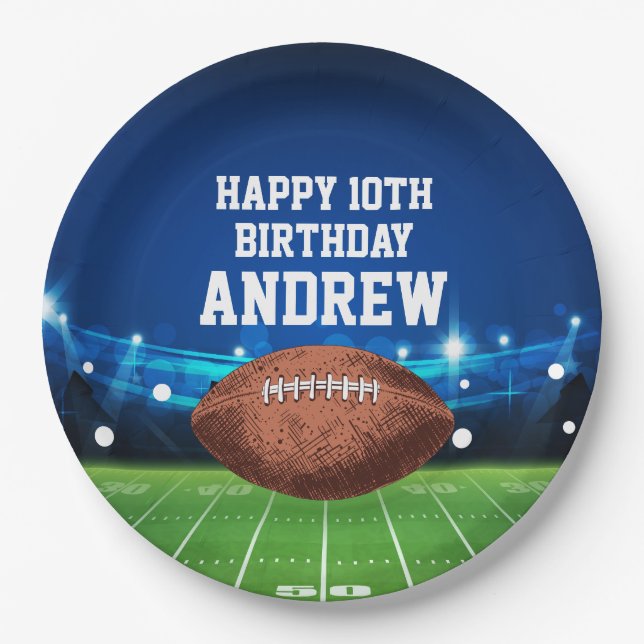 Football Sports Happy Birthday Paper Plates Pappteller (Vorderseite)