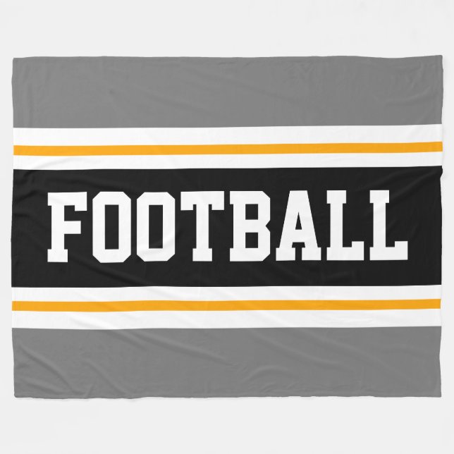 FOOTBALL Sporty Athletic Grau Schwarz-weiße Streif Fleecedecke (Vorderseite (Horizontal))