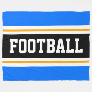 FOOTBALL Sporty Bright Blue Schwarz-weiße Streifen Fleecedecke