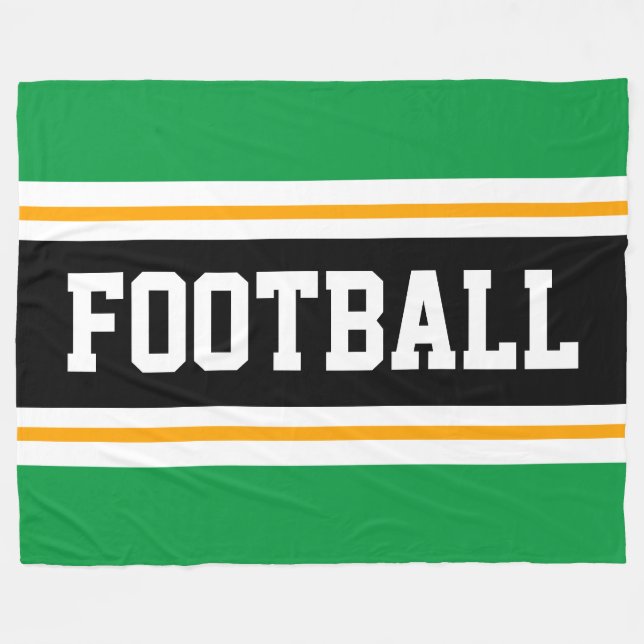 FOOTBALL Sporty Bright Green Schwarz-weiß Stripes Fleecedecke (Vorderseite (Horizontal))