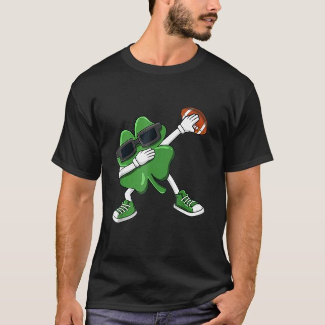 Football St Patricks Day Leprechaun Kleeblatt Boys T-Shirt (Vorderseite)