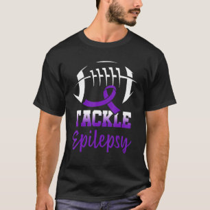 Football Tackle Epilepsy Retro Awareness Lila Ri T-Shirt