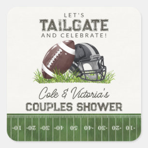 Football-Tailgate- und Touchdown-Feier-Paare Quadratischer Aufkleber