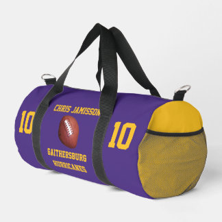 Football Team Coach Spieler Lila Gold Personalisie Duffle Bag