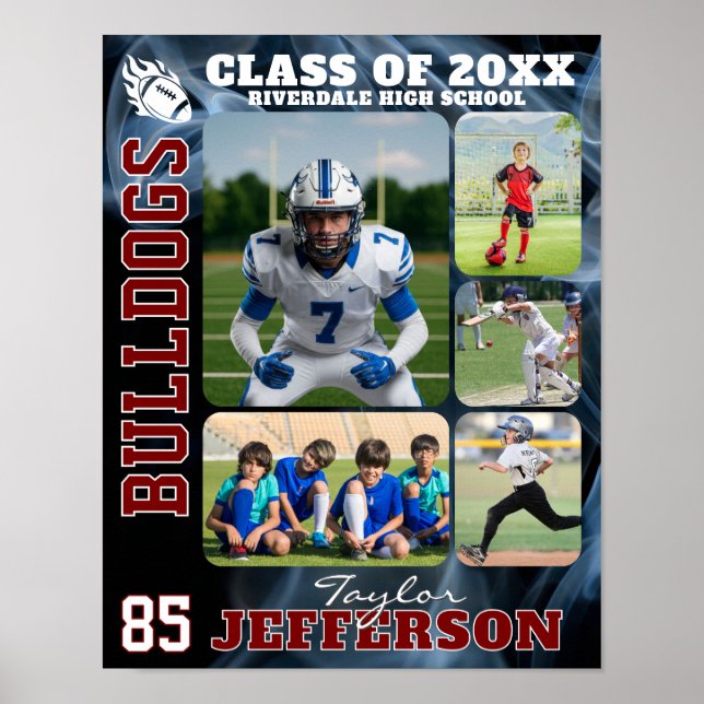 Football Team High School Sports Picture Collage Poster (Vorne)