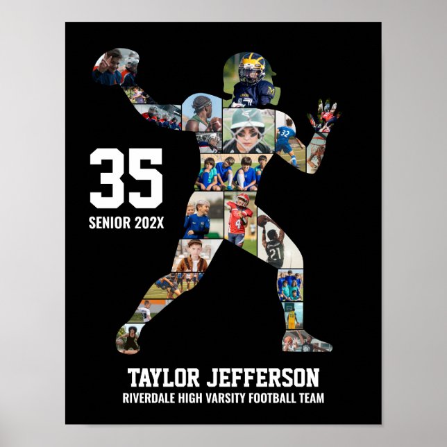 Football Team Photo Collage Sports Senior Night Poster (Vorne)