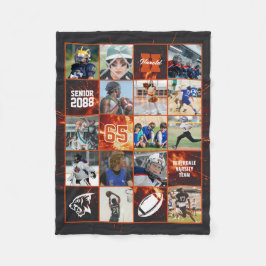 Football Team Senior Night Custom Photo Red Fire Fleecedecke