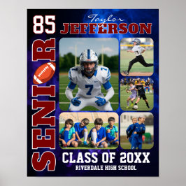 Football Team Senior Night Sports Photo Collage Poster