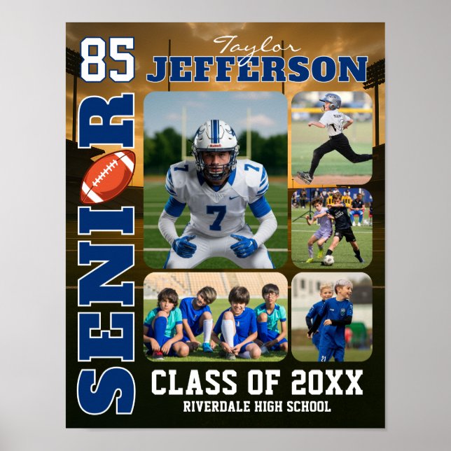 Football Team Senior Night Sports Photo Collage Poster (Vorne)