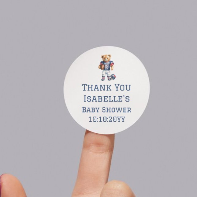 Football Teddy Bear Baby Dusche Vielen Dank Runder Aufkleber (Von Creator hochgeladen)