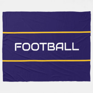 FOOTBALL Text Gelb Orange Navy Akzentstreifen Fleecedecke