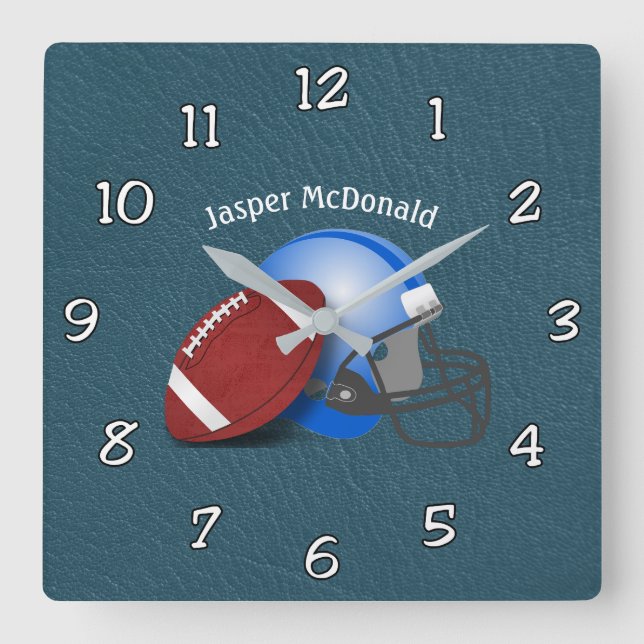 Football Textured Background Foto personalisieren Quadratische Wanduhr (Vorderseite)