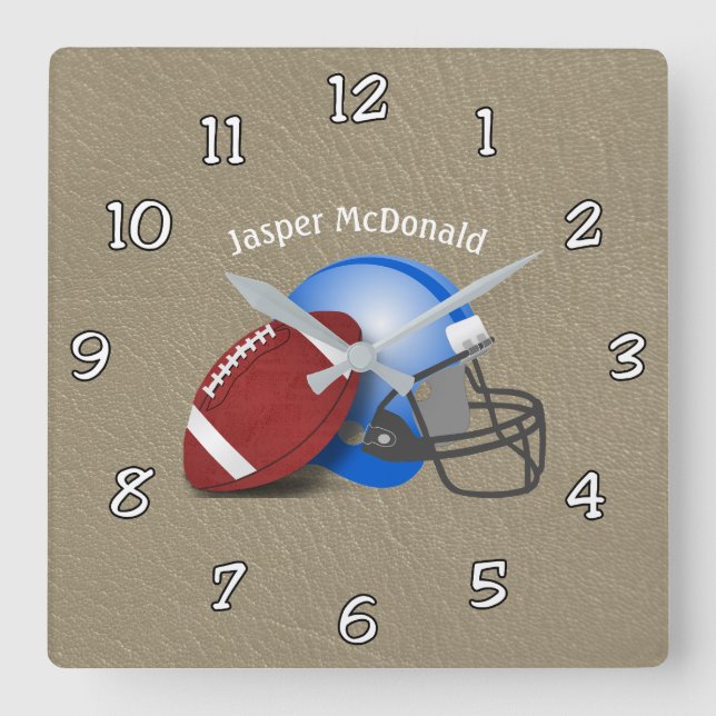 Football Textured Background Foto personalisieren Quadratische Wanduhr (Vorderseite)