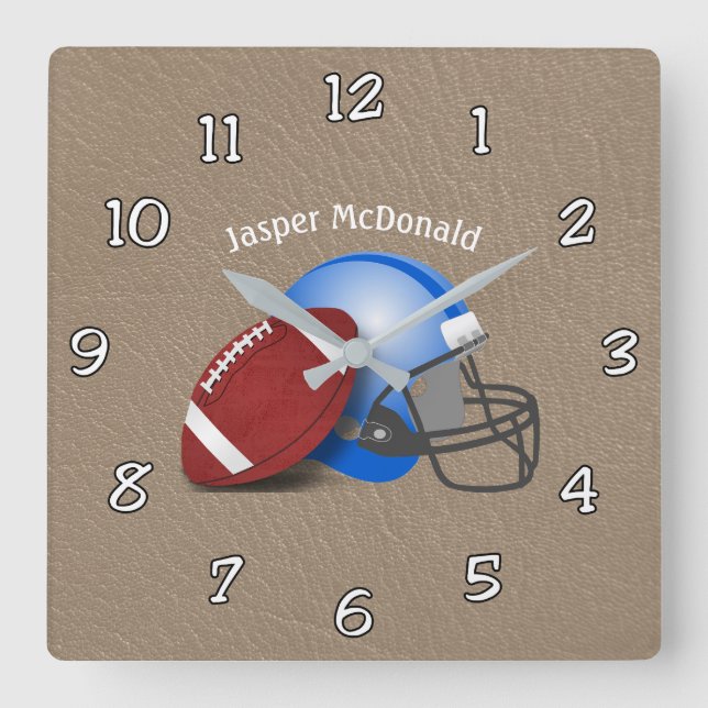 Football Textured Background Foto personalisieren Quadratische Wanduhr (Vorderseite)