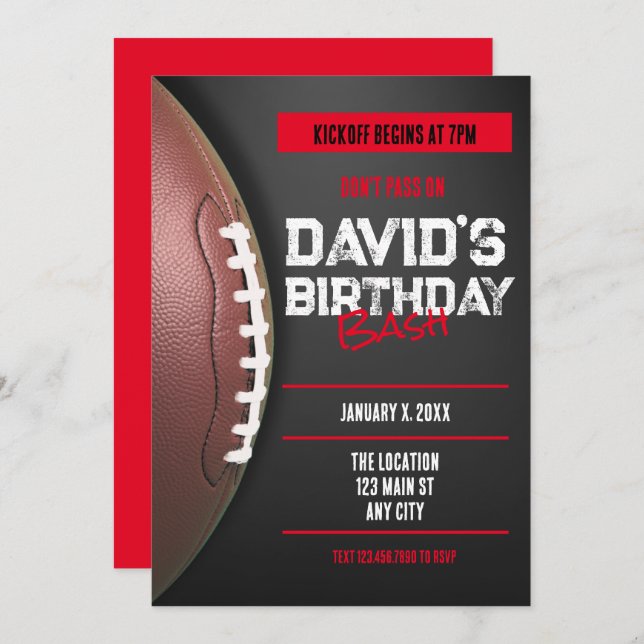 Football Theme Birthday Invitation Einladung (Vorne/Hinten)