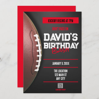 Football Theme QR Code Birthday Invitation Einladung