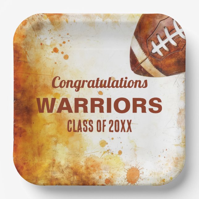 Football Themed Graduation Party Pappteller (Vorderseite)