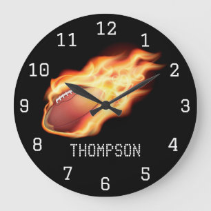 Football themed personalized add name große wanduhr