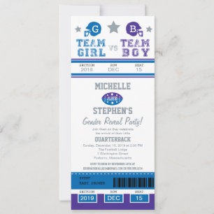 Football Ticket Gender Reveal Baby Shower Einladung