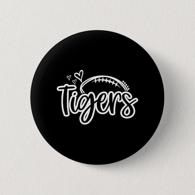 Football Tigers School Sport Fan Team Spirit Button (Vorderseite)