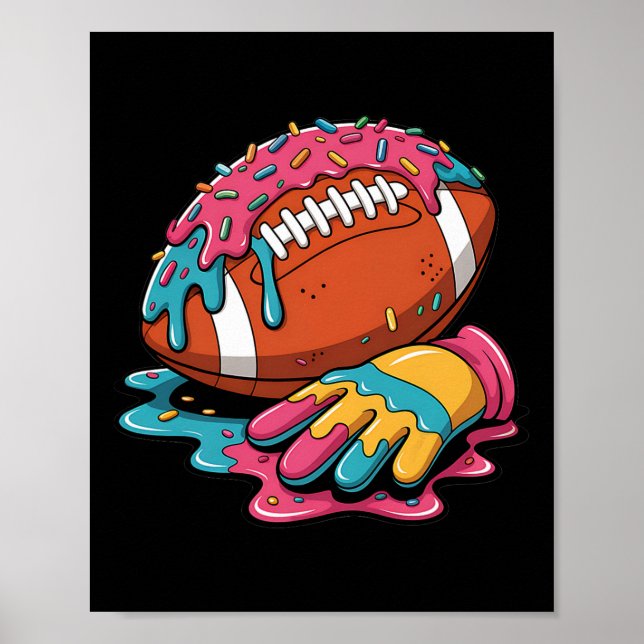 Football Tropfen Wr Lineman Qb Rb Db Ice Cream Foo Poster (Vorne)