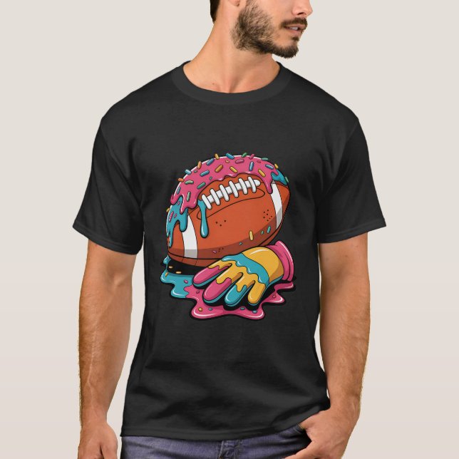 Football Tropfen Wr Lineman Qb Rb Db Ice Cream Foo T-Shirt (Vorderseite)